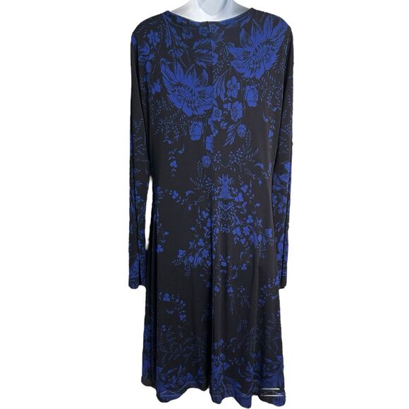 FUZZI Jean Paul Gaultier Dress Plus Size 22 Black Blue Floral Pullover Mesh NEW - Picture 9 of 13